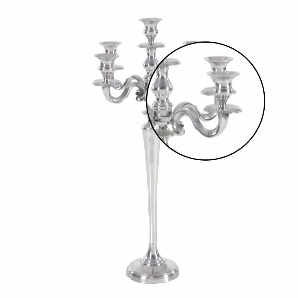LITTON LANE 24 in. Classic Polished Aluminum Five Light Candelabra with Scrollwork Detail