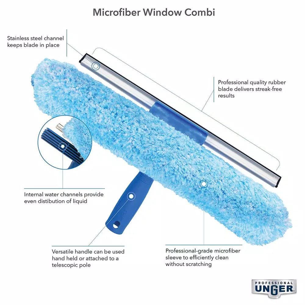 Unger Pro 14 in. Microfiber Combi-Squeegee Scrubber