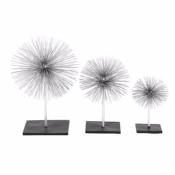 LITTON LANE Set of 3 Metal Starburst Sculptures with Stand - Silver and Black Iron Wire Decor thumbnail 1