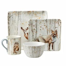 Certified International Woodland Walk 16-Piece Ceramic Dinnerware Set, Grey and Sepia, Service for 4 thumbnail 3