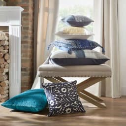 Artistic Weavers Culpeper Navy Blue Solid 100% Cotton 30 in. x 30 in. Square Throw Pillow thumbnail 3