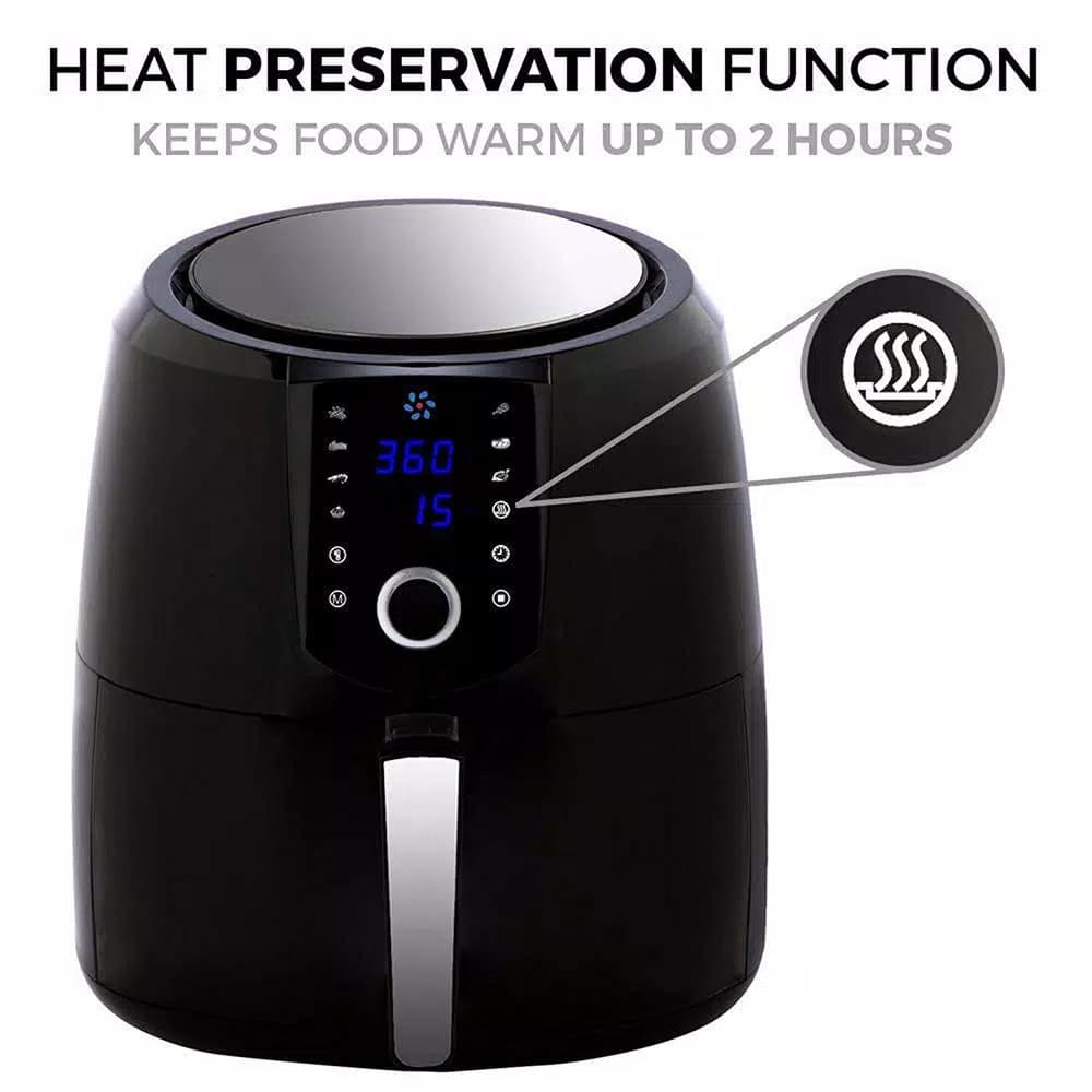 Emerald 5.5 Qt. Digital XL Air Fryer, 1800W with 7 Presets and Keep Warm Function, Black