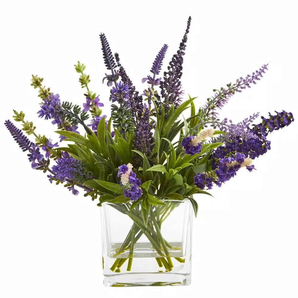 Nearly Natural 16 in. Lavender Wreath and 12 in. Lavender Arrangement Set of 2