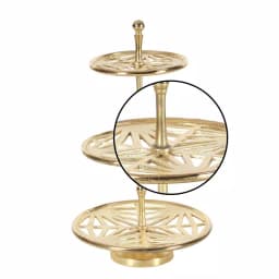 LITTON LANE Modern Reflections 3-Tier Gold Aluminum Tray Stand with Geometric Cut-Outs, 12 x 21 in. thumbnail 3