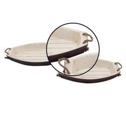 LITTON LANE Coastal Distressed Wood Boat-Shaped Decorative Trays, Set of 2 thumbnail 3