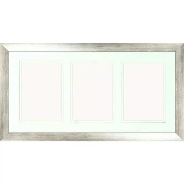 PTM Images Silver Matted Photo Collage Frame Set, Holds (3) 5x7 in. Photos, Set of 2