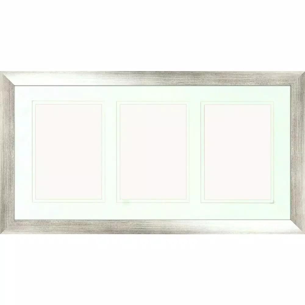 PTM Images Silver Matted Photo Collage Frame Set, Holds (3) 5x7 in. Photos, Set of 2