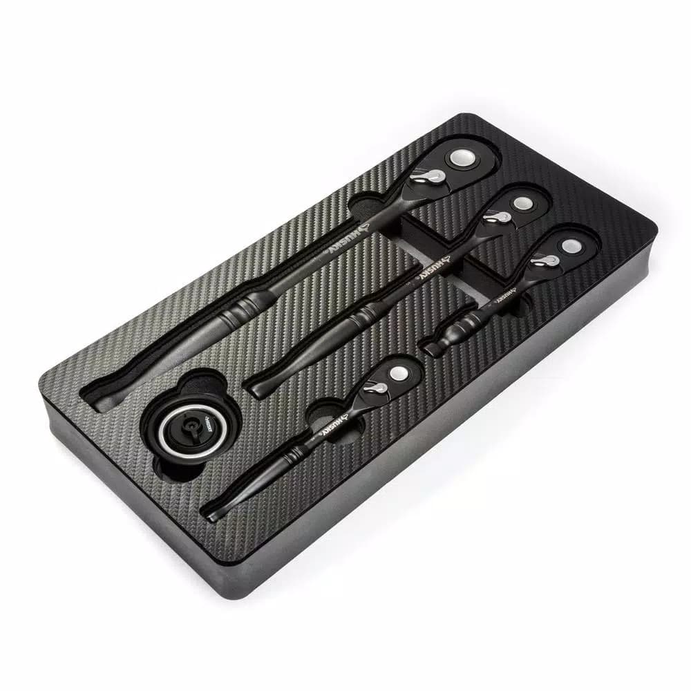 Husky 5-Piece 100-Position Ratchet Set with Gimbal Ratchet, 1/4 in., 3/8 in., and 1/2 in. Drives