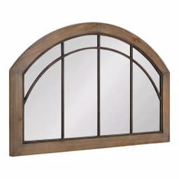 Kate and Laurel Haldron Rustic Brown Wood Arch Mirror with Iron Fretwork, 36 x 24 in. thumbnail 2
