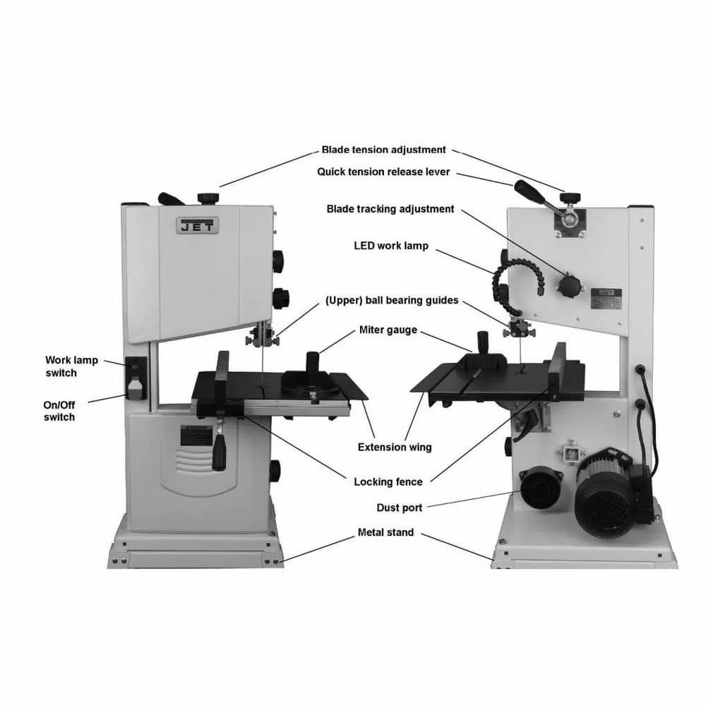 Jet 10 in. Vertical Band Saw with Cast Iron Tilting Table and Steel Stand