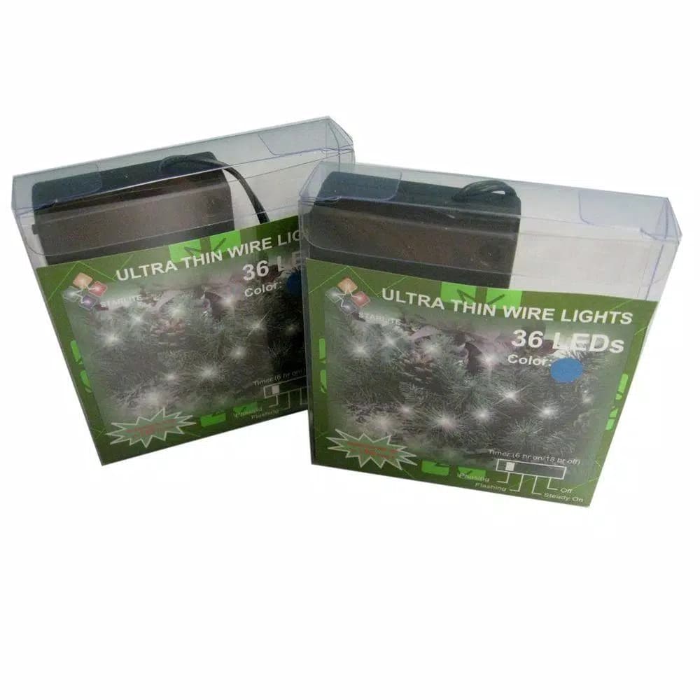 Starlite Creations 9 ft. Blue LED Ultra Slim Wire String Lights, 36-Light Battery Operated (Bundle of 2)