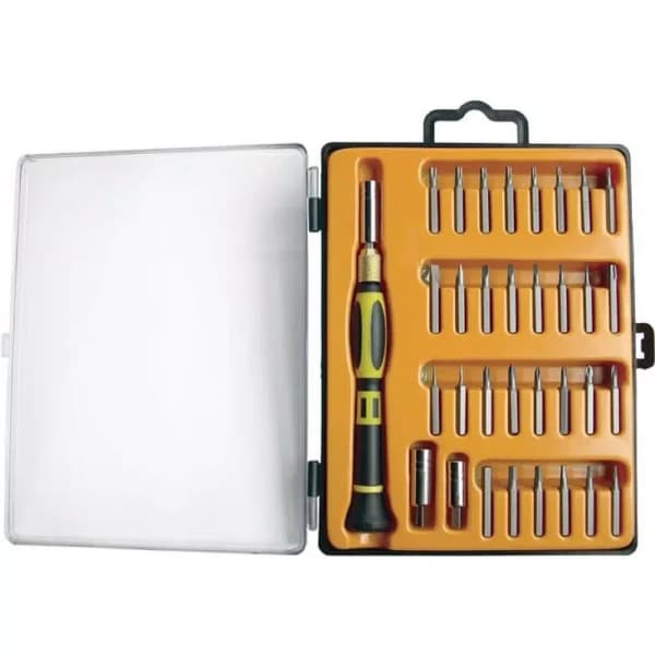 Platinum Tools 33-Piece Precision Screwdriver Set with Adjustable TPR Grip and High-Impact Case