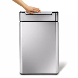 simplehuman 48-Liter Dual-Bucket Touch-Bar Recycling Trash Can, Brushed Stainless Steel thumbnail 5