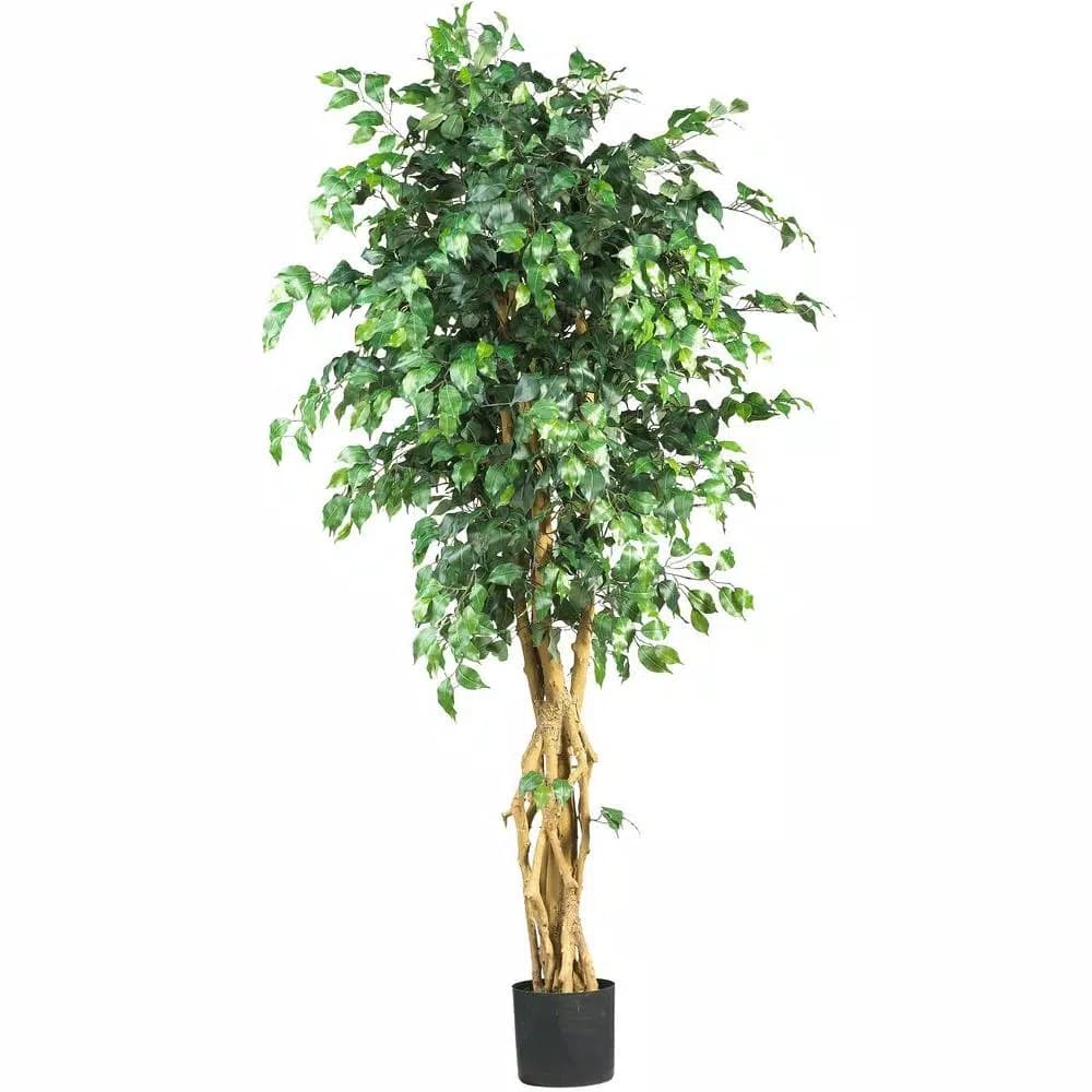 Nearly Natural 6 ft. Multi-Trunk Silk Ficus Tree, Palace Style Artificial Indoor Tree