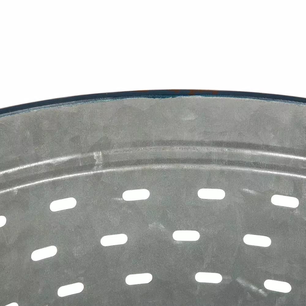 Glitzhome Farmhouse Enamel Metal Basket Set of 2 - White and Galvanized Iron Storage Baskets