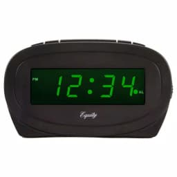 Equity by La Crosse Digital 0.60 in. Green LED Electric Alarm Table Clock with Snooze - Black thumbnail 2