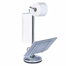 Unbranded Chrome Toilet Caddy with Magazine Rack and 3-Roll Storage Holder thumbnail 4