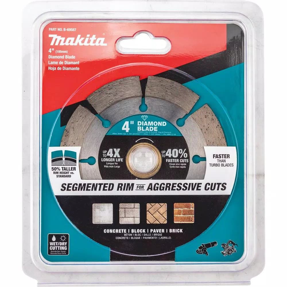Makita 4 in. Segmented Rim Diamond Blade for Concrete, Brick, and Block