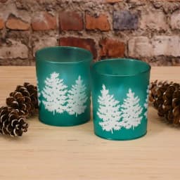 LUMABASE LED Wax Candle in Green Pine Glass, Set of 2 thumbnail 2