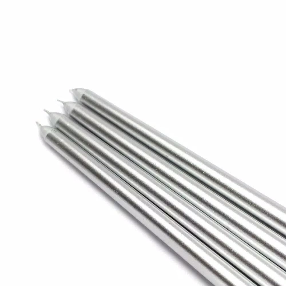 Zest Candle 12-Pack Metallic Silver Taper Candles, 12 in.