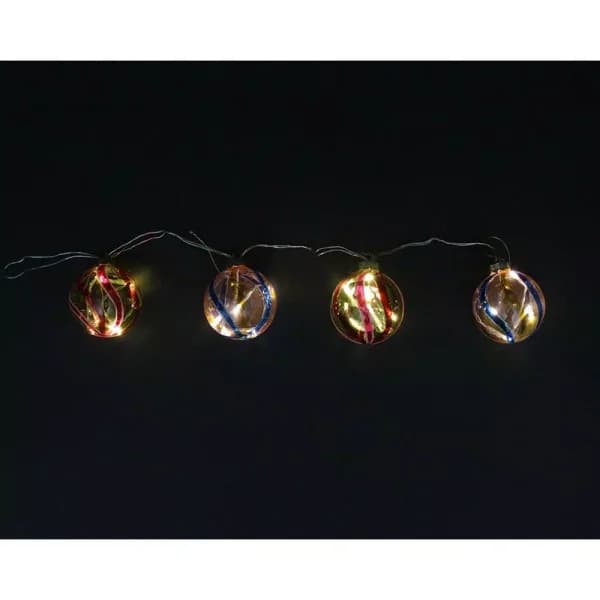 Penn Multi-Colored Swirl Glass Ball LED Lighted Christmas Ornaments, Set of 4