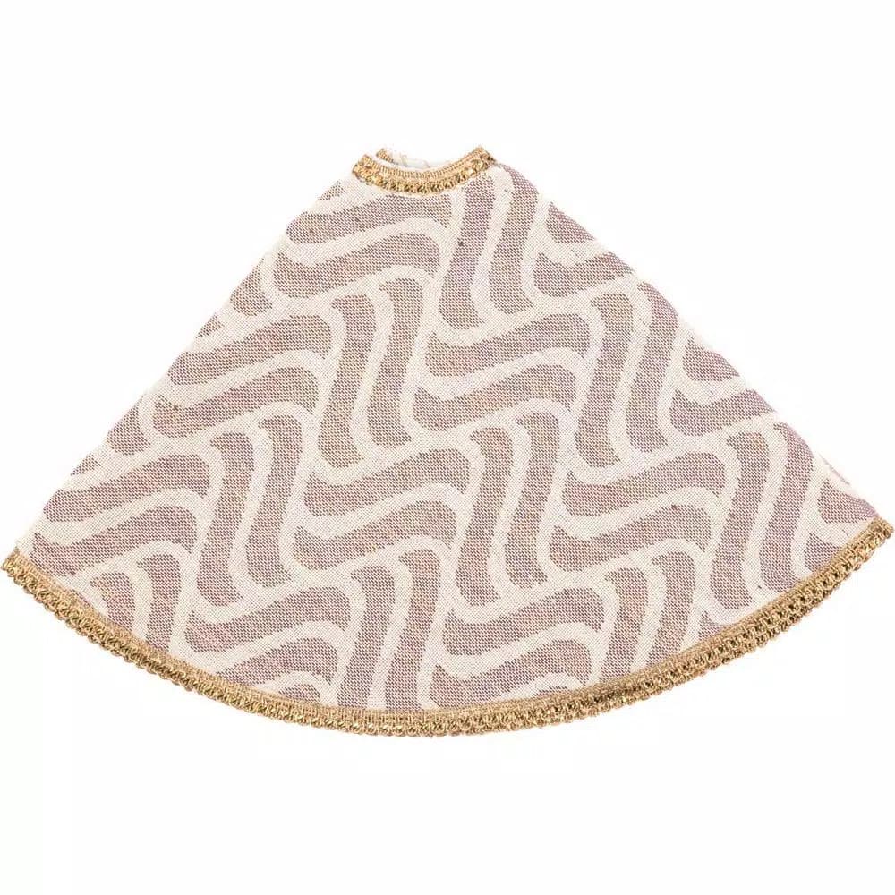 VHC Brands 21 in. Magdalene Mauve and Antique White Jacquard Christmas Tree Skirt with Bronze Sequin Trim
