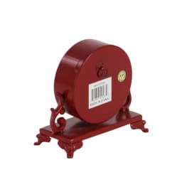 LITTON LANE 7 in. Burgundy Red and Mint Green Round Table Clocks with Scrollwork Base, Set of 2 thumbnail 3