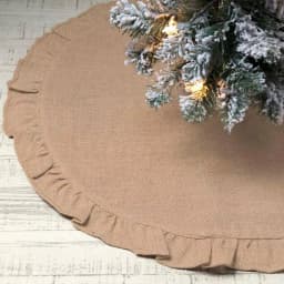 VHC Brands 21 in. Jute Burlap Natural Tan Tree Skirt - Rustic Lodge Holiday Decor thumbnail 3