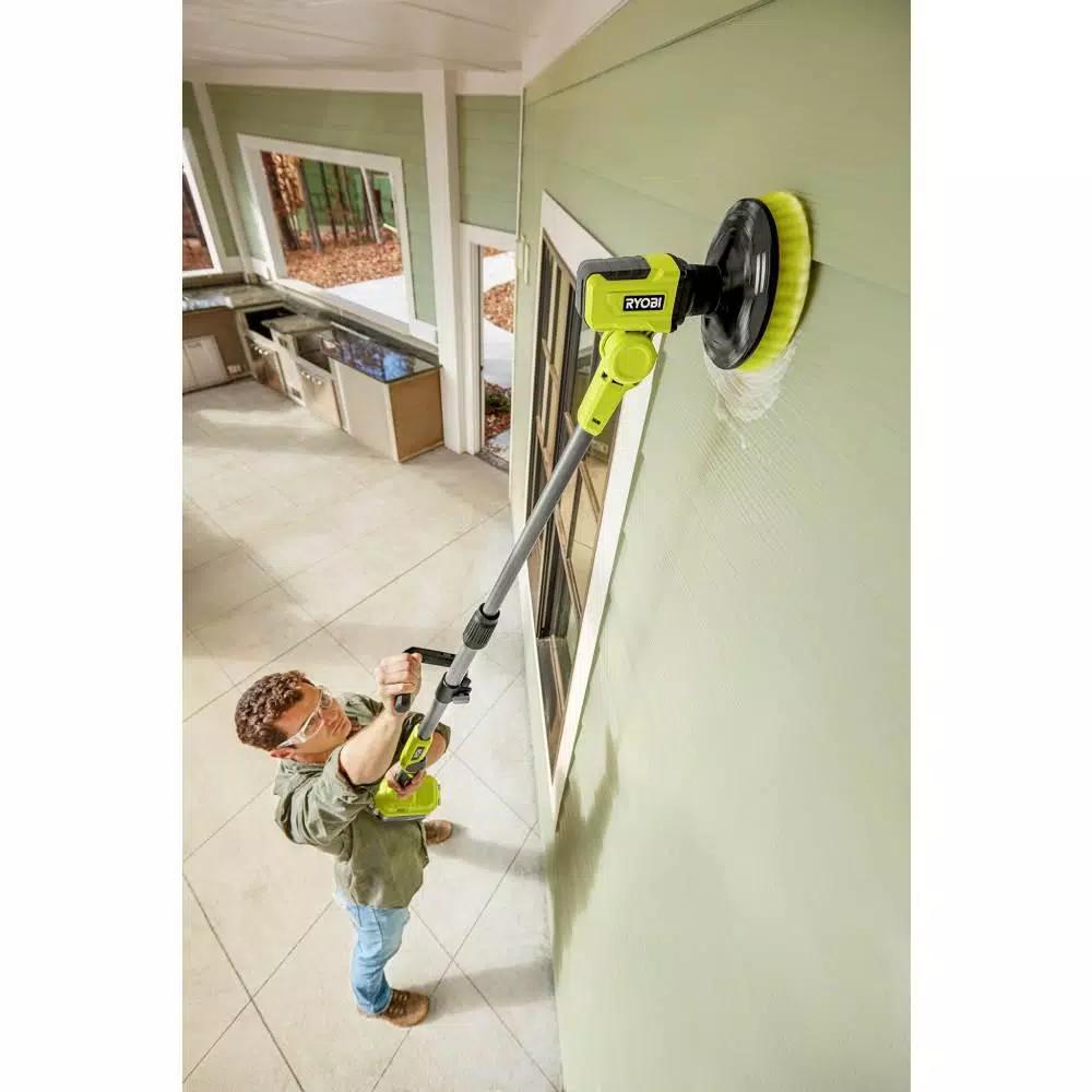 RYOBI 18V ONE+ Cordless Telescoping Power Scrubber, IPX7 Water Resistant