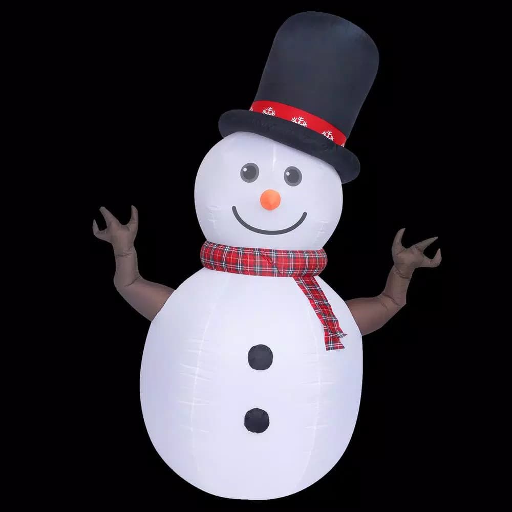 JOYDECOR 8 ft. Pre-Lit Rotating LED Snowman Christmas Inflatable with Branch Hands