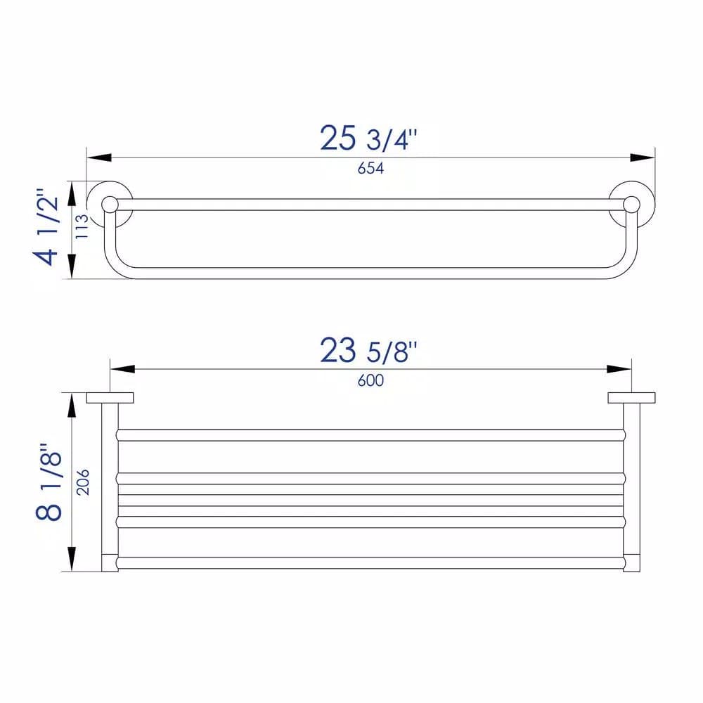 ALFI BRAND 25.75 in. Modern Wall Mount Towel Rack with Shelf, Polished Chrome