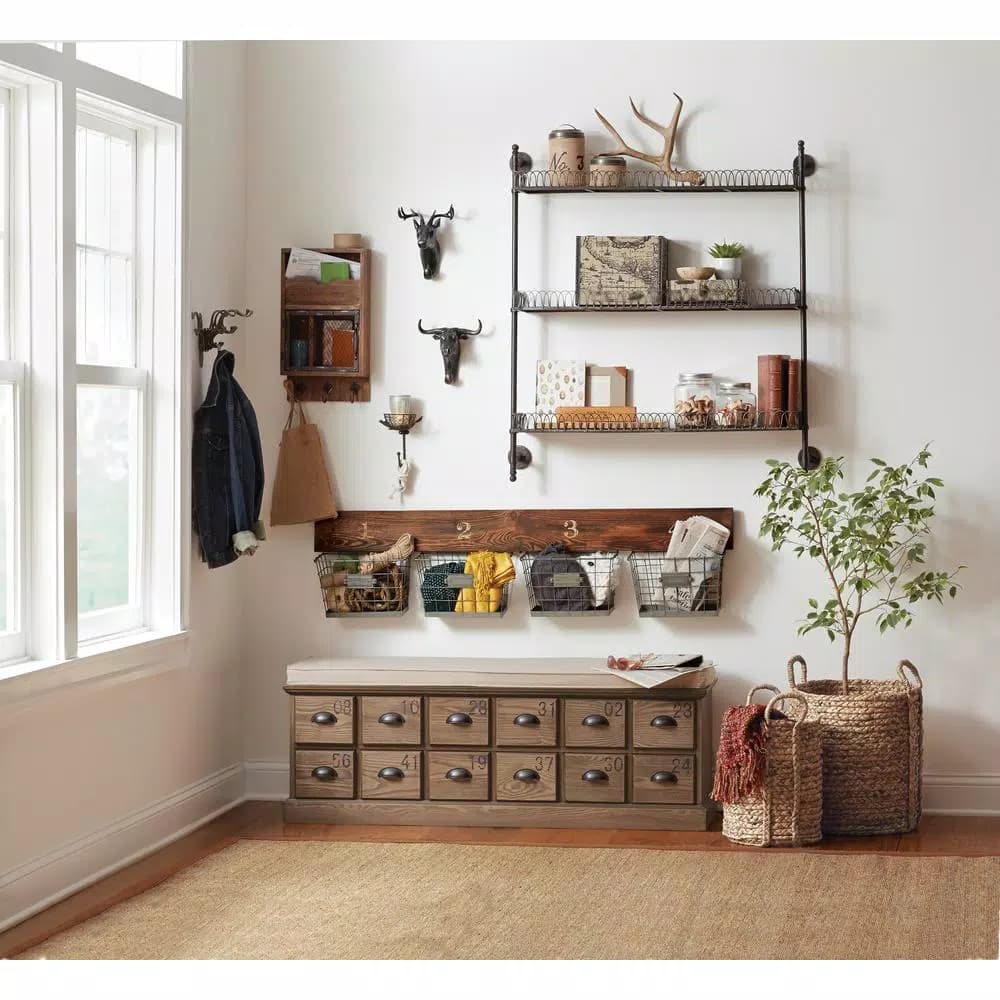3R Studios Fountain Cast Iron Wall Hooks - Rustic 15-Hook Organizer