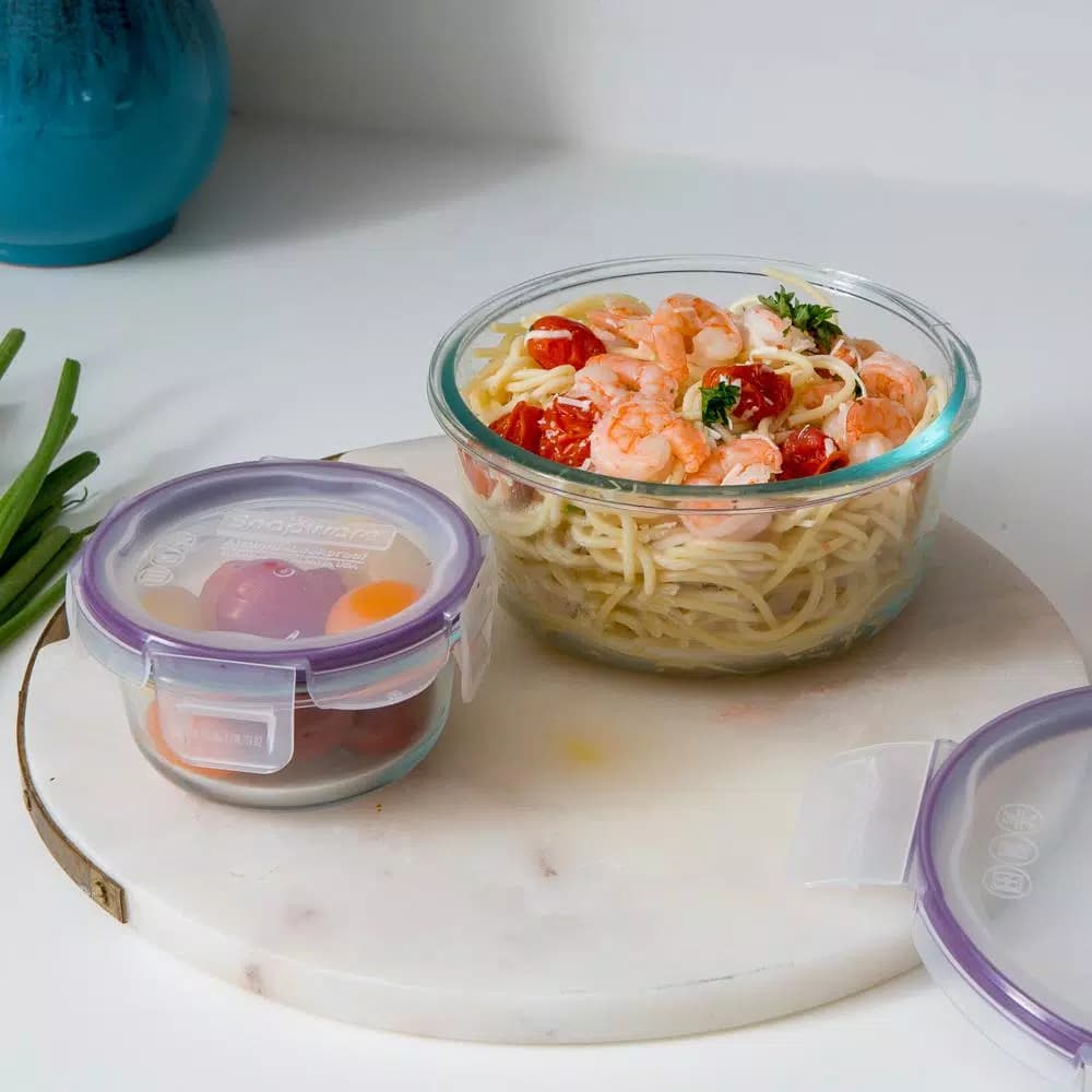 Snapware Total Solutions 8-Piece Glass Food Storage Set with Write + Erase Lids