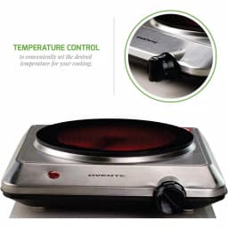 Ovente 1000W Electric Infrared Single Burner Cooktop, Silver Ceramic Glass Hot Plate thumbnail 4