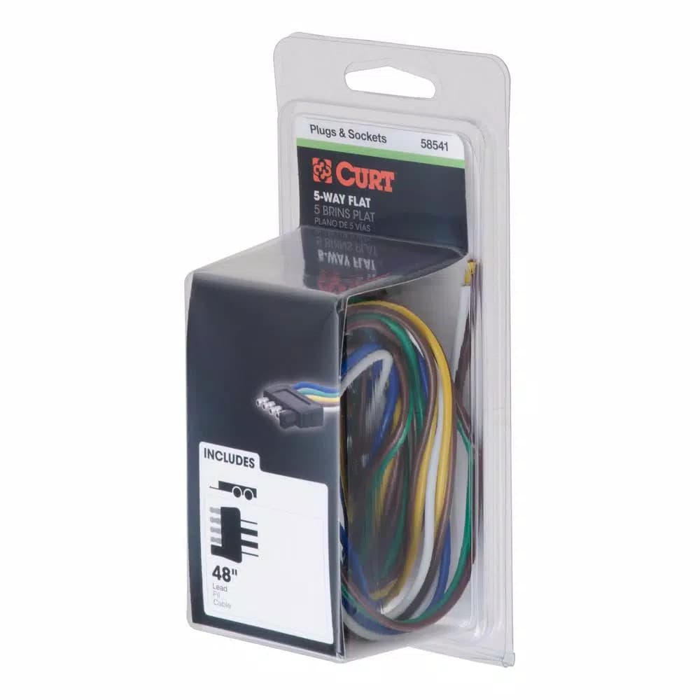 CURT 5-Way Flat Trailer Side Connector Plug with 48" Color-Coded Wires