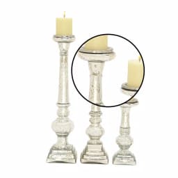 LITTON LANE Silver Glass Square-Based Candle Holders, Set of 3 thumbnail 3