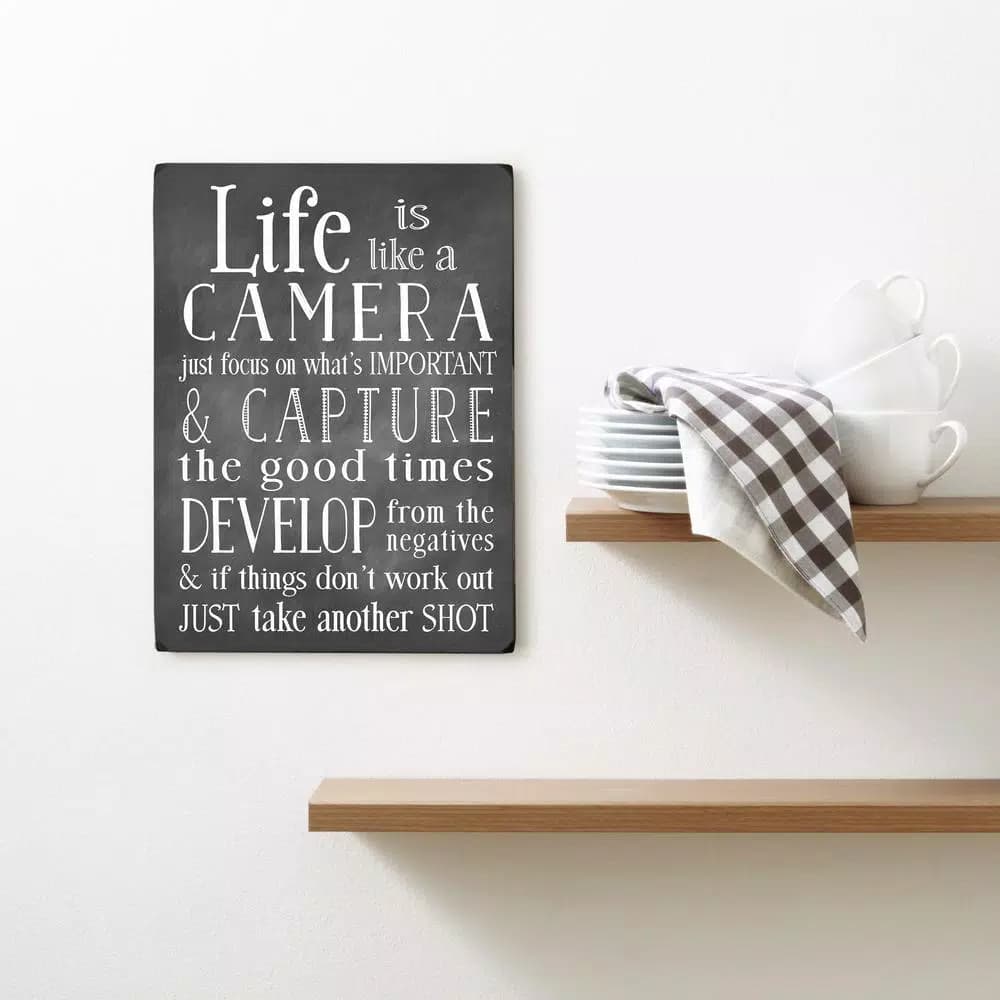 Unbranded Nancy Anderson "Life Is Like A Camera" 9 x 12 in. Wood Wall Art Sign