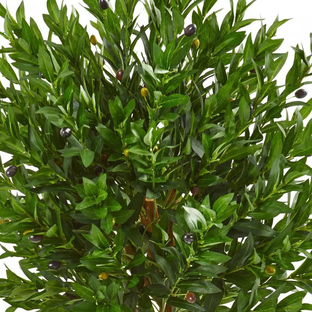 Nearly Natural 58 in. Artificial Olive Topiary Tree, UV-Resistant Indoor/Outdoor Greenery