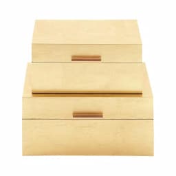 CosmoLiving by Cosmopolitan Metallic Gold Decorative Wooden Boxes, Set of 2, Rectangular Gold Leaf Finish thumbnail 1