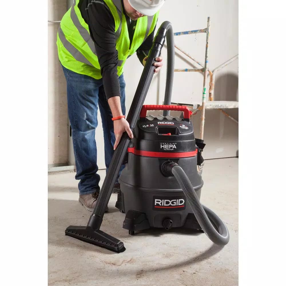 RIDGID 14 Gallon 2-Stage HEPA Commercial Wet/Dry Shop Vacuum, 11.5 Amp