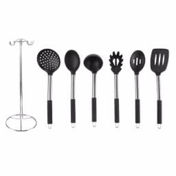 Classic Cuisine 7-Piece Stainless Steel and Silicone Kitchen Utensil Set with Holder thumbnail 1