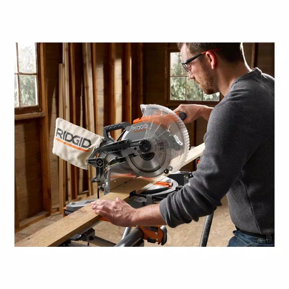 RIDGID 10 in. Dual Bevel Compound Miter Saw, 15 Amp, with LED Cut Line Indicator