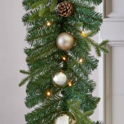 Home Accents Holiday St. Germain 9 ft. Pre-Lit LED Artificial Christmas Garland with Champagne & Gold Ornaments thumbnail 3