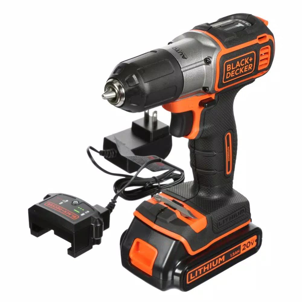BLACK+DECKER 20V MAX Cordless Drill/Driver with Autosense Technology, 1.5 Ah Battery and Charger