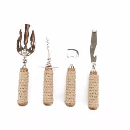 Mind Reader Products 4-Piece Bar Tool Set with Rope-Wrapped Handles, Stainless Steel thumbnail 1