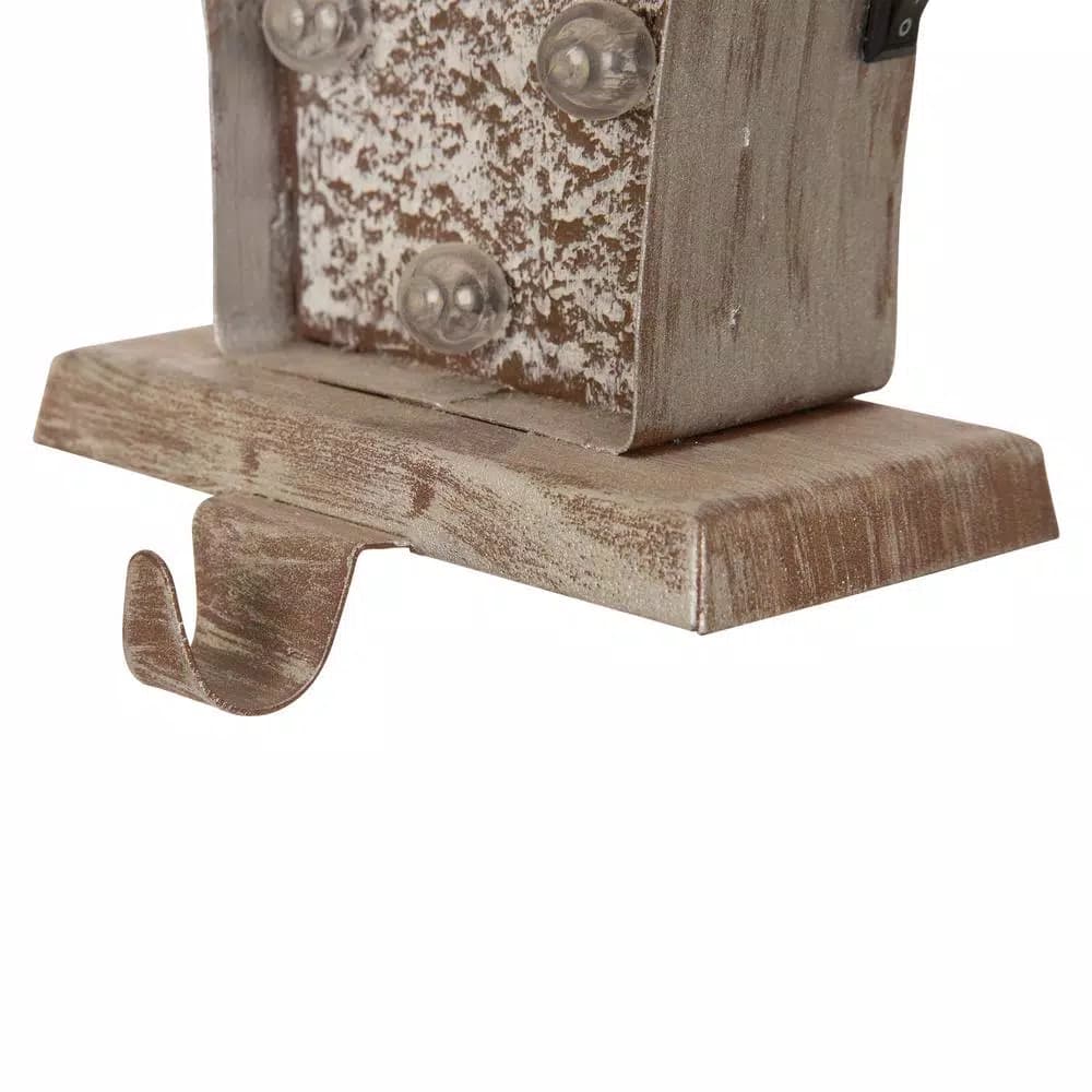 Glitzhome 2-Pack Marquee LED Metal Tree and Gift Box Stocking Holders
