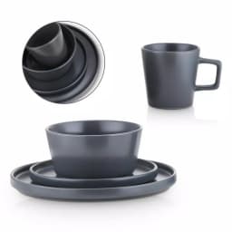 Stone Lain 16-Piece Modern Gray Matte Stoneware Dinnerware Set, Service for 4 thumbnail 3