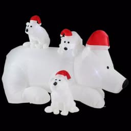 JOYDECOR 6 ft. Polar Bear Family Christmas Inflatable with LED Lights and Red Santa Hats thumbnail 1
