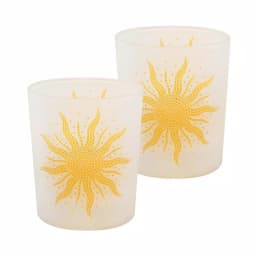 LUMABASE Mosaic Sun Battery Operated LED Candles with Frosted Glass, 2-Count thumbnail 1
