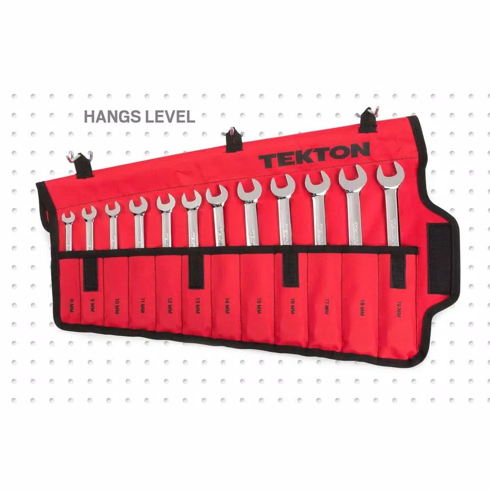 TEKTON 12-Piece Metric Flex-Head Ratcheting Combination Wrench Set with Pouch, 8-19 mm